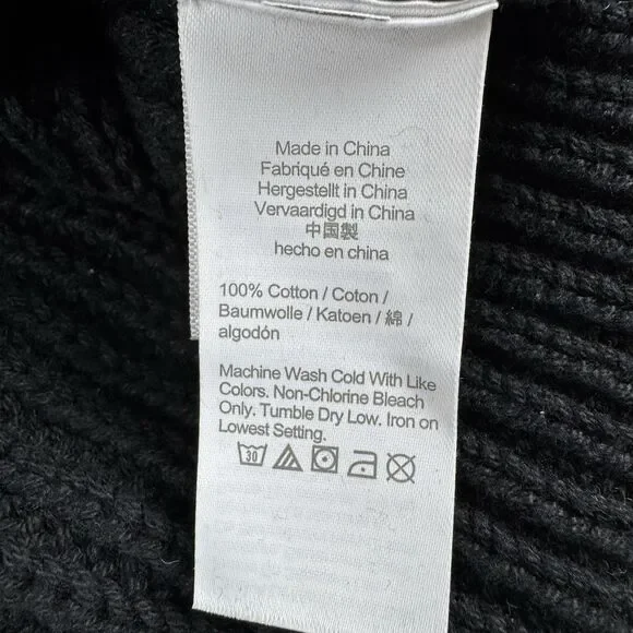 J Crew Relaxed Rollneck Sweater Womens 2X Black Chunky Knit Turtleneck Fisherman - Picture 14 of 16